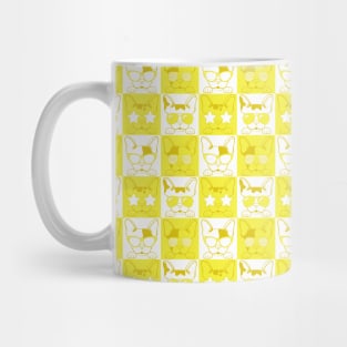 Frenchies with Glasses Pattern Yellow Mug